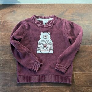 Janie and Jack Burgundy Sweater with Bear Design sz 5